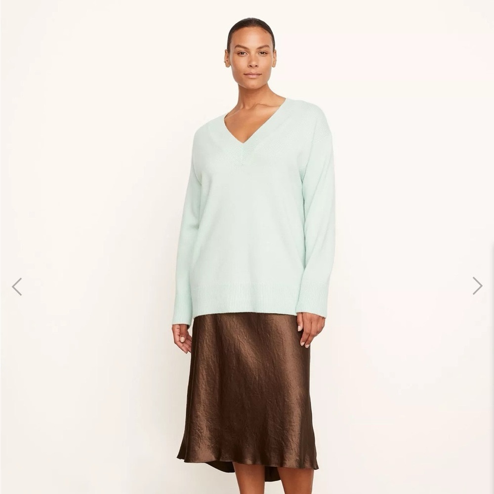 Vince Plus 3X Women’s Sweater Fluorite Green Wool Cashmere V Neck Pullover $465